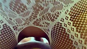 Homemade Couple's Early Morning Teasing Blowjob Turns into Fishnet Cowgirl Riding