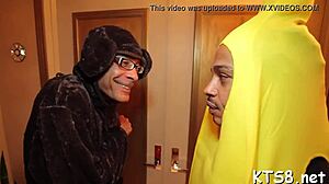 watch this tranny slut compete in sloppy ass-to-mouth cock sucking 😈🍆💦