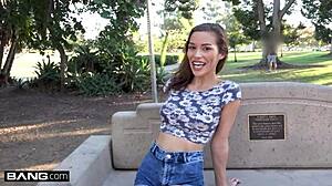 i'm so horny karter foxx my teen pussy gets stretched wide by big cock outdoors 😩🍆💦