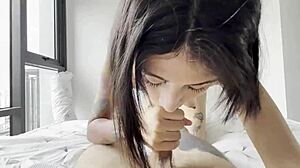 co-worker blonde dorm roommate gives deep blowjob cum in mouth
