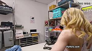 hot freckled babe can't resist sucking off mall cop dick!