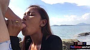 asian teen girlfriend public sucks boyfriend's big cock