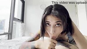 co-worker blonde dorm roommate gives deep blowjob cum in mouth