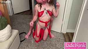 that cruel dom's blowbang leaves his bound servant dripping in shame