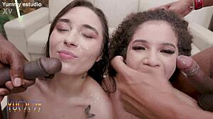 Sereian ninfo and bruna santos fist asses then endure 4-on-2 dap dp gapes