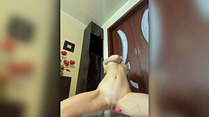 Long Legged Redhead Strips Teasing Before Dildo Deep in Curvy Ass