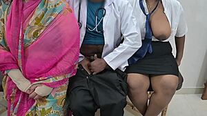 Doctor examines patient right in front of watchful mom at hospital