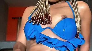 😈 african temi the baddie so horny for dick her tight pussy gets wet with dildo play 🔥