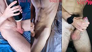 i'm like triple pleasured by this bodybuilder's perfect muscular body monster cock cumming moans ughh