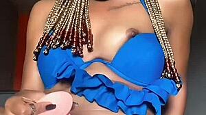 😈 african temi the baddie so horny for dick her tight pussy gets wet with dildo play 🔥