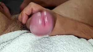 piano close-up heavy breathing and moans from huge cock - intense cumshot on towels