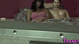 Ebony Shemale Takes Massive Facial Cumshot Load
