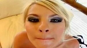 french maid lucy-james slurps cock then bends for thick anal pounding