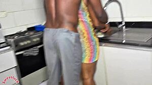 whose huge cock is wrecking this juicy big ass in the kitchen??