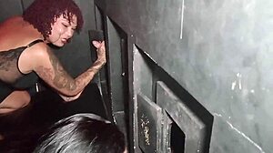 Stepsis excitedly sucks strangers in gloryhole booth