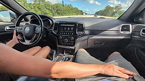 Girlfriend's Teasing Handjob Explodes in Messy Cum While Driving
