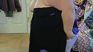 bbw milf strips black dress dances teases huge natural tits naked