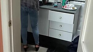 stepmom flashes hairy pussy ass lingerie pantyhose gets huge cumshots orgasms from voyeur cuckold hubbies