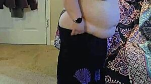 bbw milf strips black dress dances teases huge natural tits naked