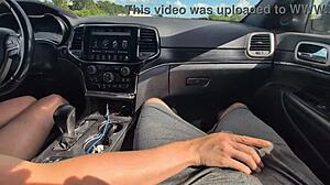 Girlfriend's Teasing Handjob Explodes in Messy Cum While Driving