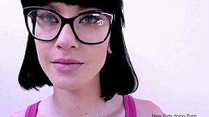i can't resist fucking this sultry dark-haired model on the sofa
