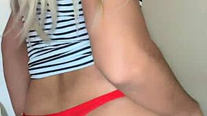 Transexual shows off her small rich tits