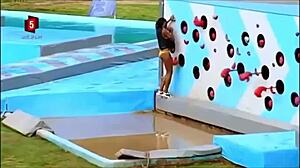i can't stop watching these pretty danish bikini girls wipeout at the pool