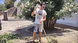 Italian Gardener Gets Paid With Titjob From Busty Wife In Nature