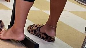ebony lightskin feet candid close up