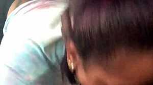 ebony slut gives public blowjob in the car
