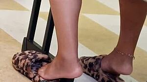 ebony lightskin feet candid close up