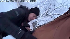 outdoor mom almost caught getting dick hard in winter storm