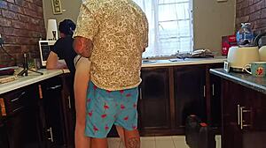 getting hot and horny in the kitchen