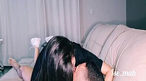 Ise mah fucks girlfriend hard on couch