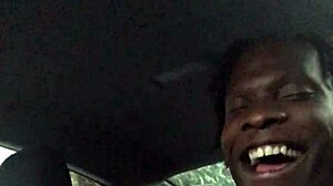 ebony slut gives public blowjob in the car