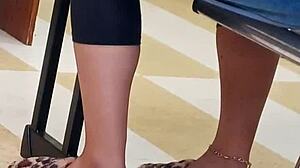 ebony lightskin feet candid close up