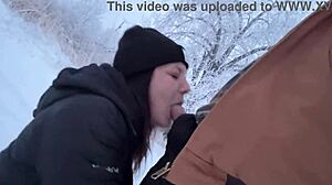outdoor mom almost caught getting dick hard in winter storm