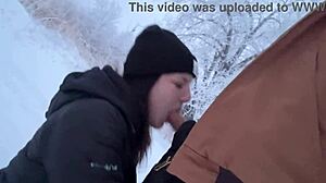 outdoor mom almost caught getting dick hard in winter storm