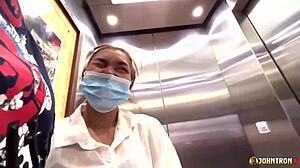 Picked up asian teen ends in creampie
