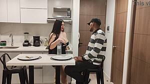 curvy colombian babe pays delivery guy with ass