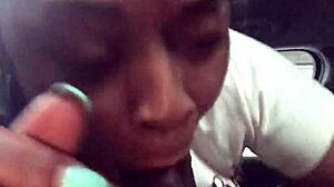 ebony slut gives public blowjob in the car