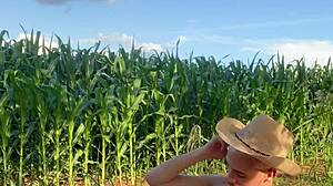 Hetero shoves whole corn deep in tight ass!