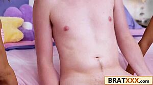 small tits stepsisters spill cologne on stepbros cock