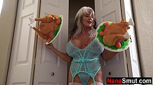 big tit stepgranny enjoys threesome with her stepsons
