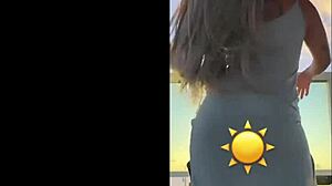 Blonde In See Through Dress Dances Sensually