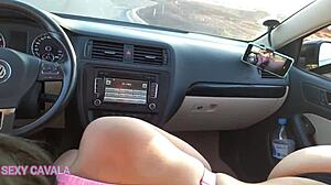 latina sucks cock in public