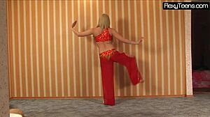 sexy belly dancer in a red dress