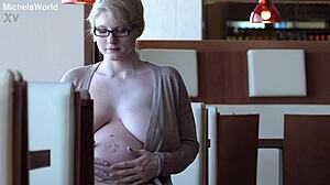 Pregnant slave with natural big saggy tits - public exposed