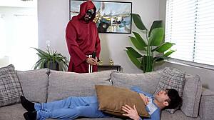 masked mommy in law shows her big ass to watching husband