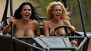 I love my bouncing boobs on this naked buggy ride